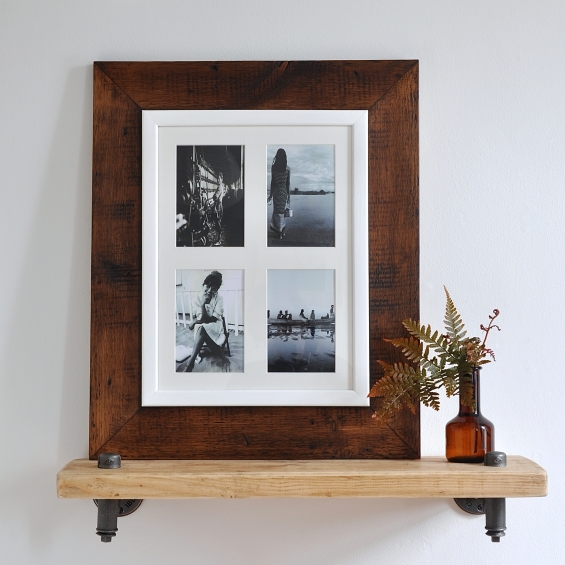 Reclaimed Wooden Four Aperture Photo Frame