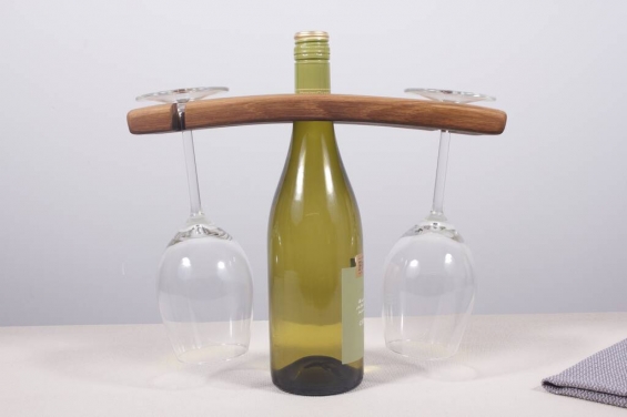 Reclaimed Oak Wine Bottle And Glass Holder