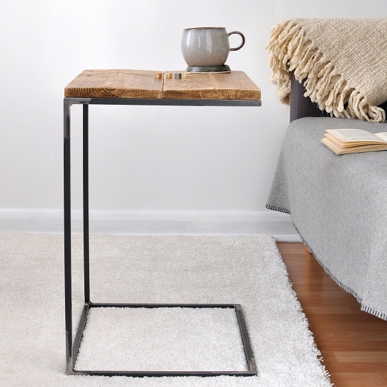 Reclaimed Wood And Steel Side Table