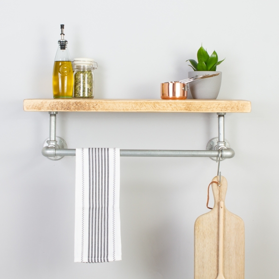 Finchley Industrial Clothes Shelf And Rail Natural
