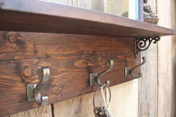  Reclaimed Wood Victorian Coat Hook Shelf