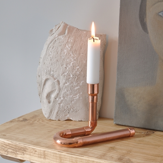 Single Copper Candle Holder