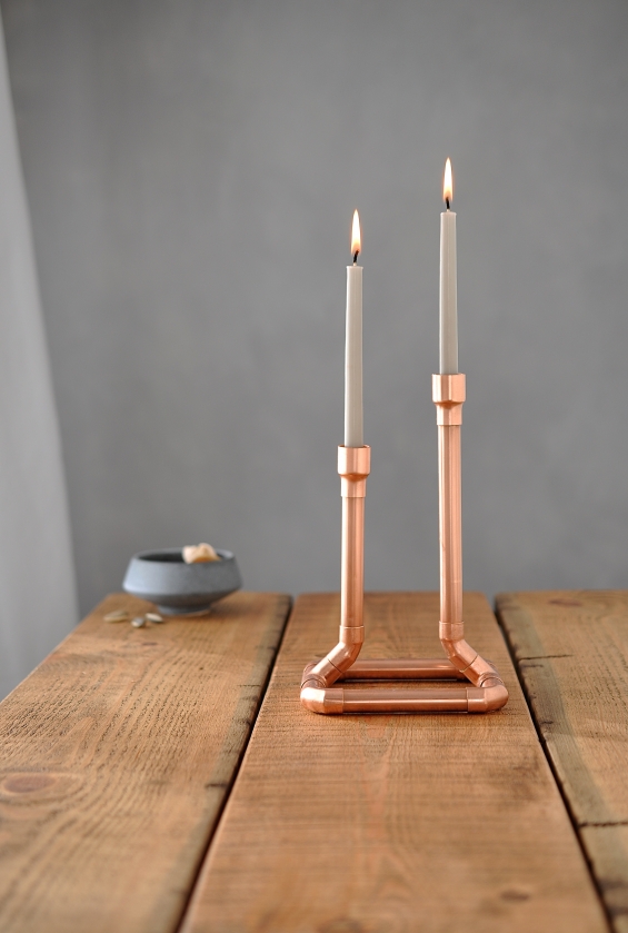 Industrial Copper Candle Holder