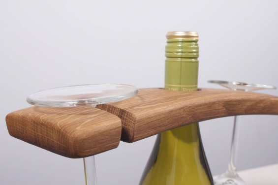 Reclaimed Oak Wine Bottle And Glass Holder