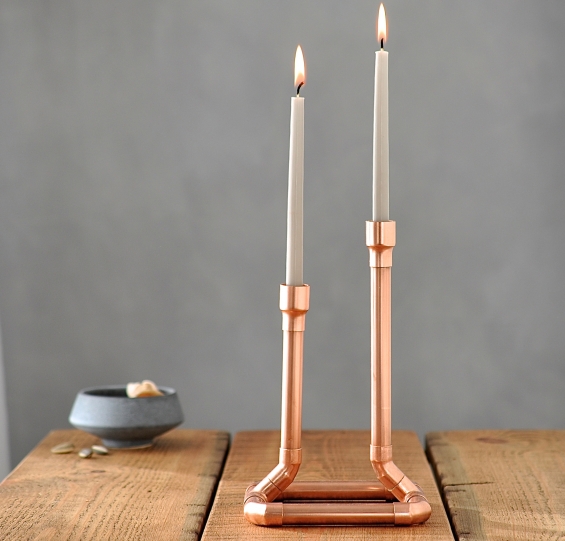 Industrial Copper Candle Holder