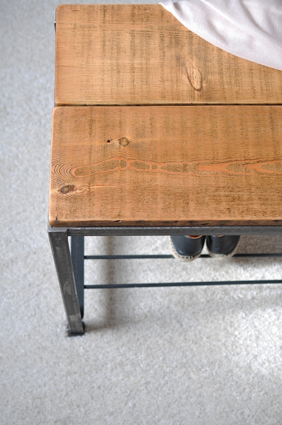 Reclaimed Wood And Steel Shoe Rack/Bench