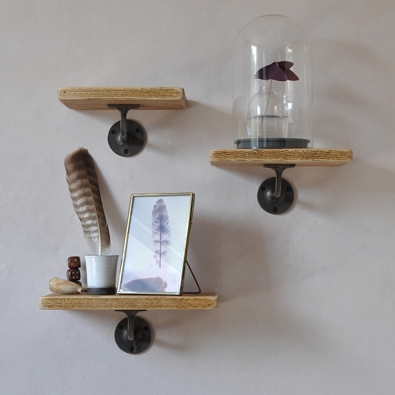 Pimlico Wood And Steel Set Of Three Shelves