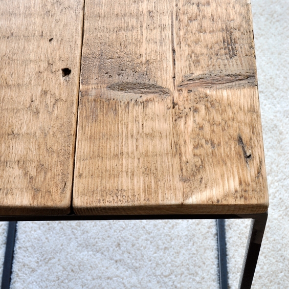 Reclaimed Wood And Steel Side Table