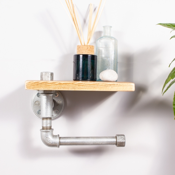 Industrial Toilet Roll Holder And Shelf Galvanised