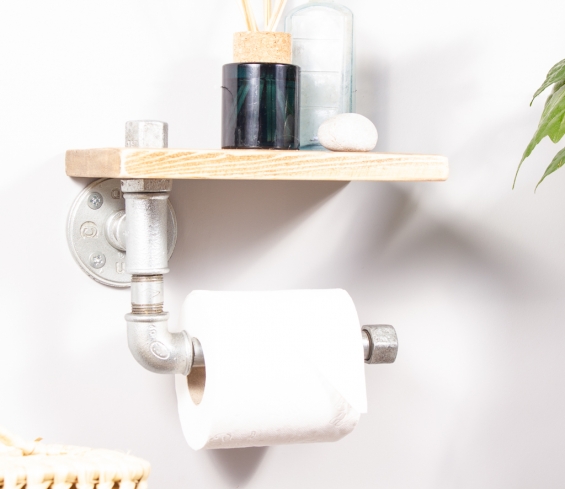 Industrial Toilet Roll Holder And Shelf Galvanised