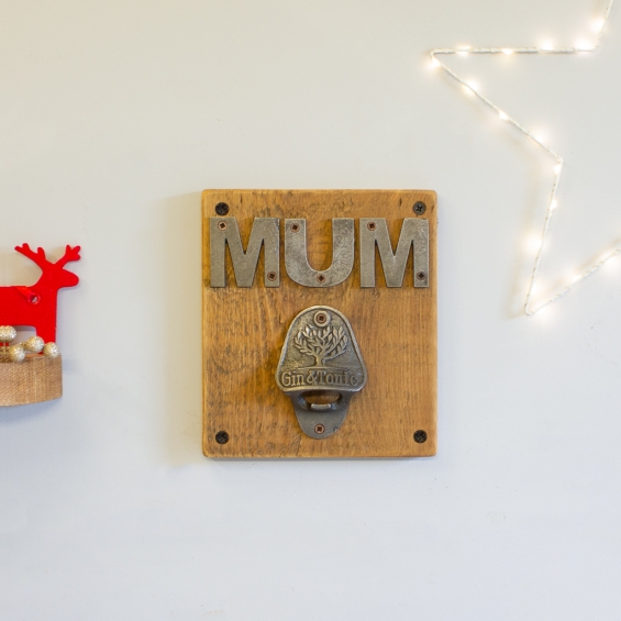 Mum Reclaimed Wood Bottle Opener