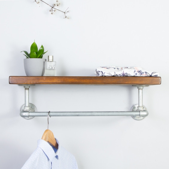 Finchley Industrial Clothes Shelf And Rail Dark