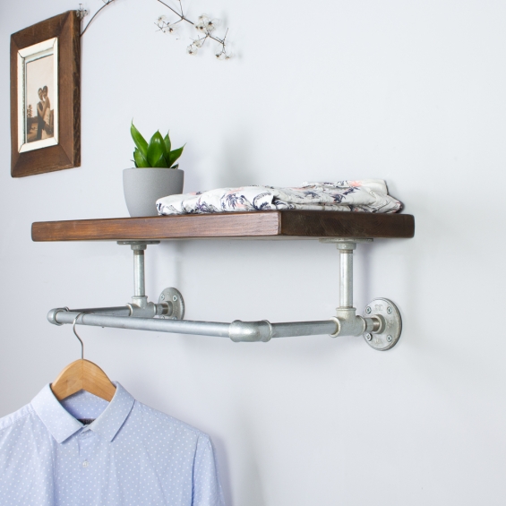 Finchley Industrial Clothes Shelf And Rail Dark