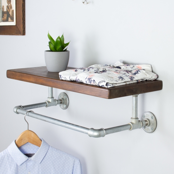 Finchley Industrial Clothes Shelf And Rail Dark
