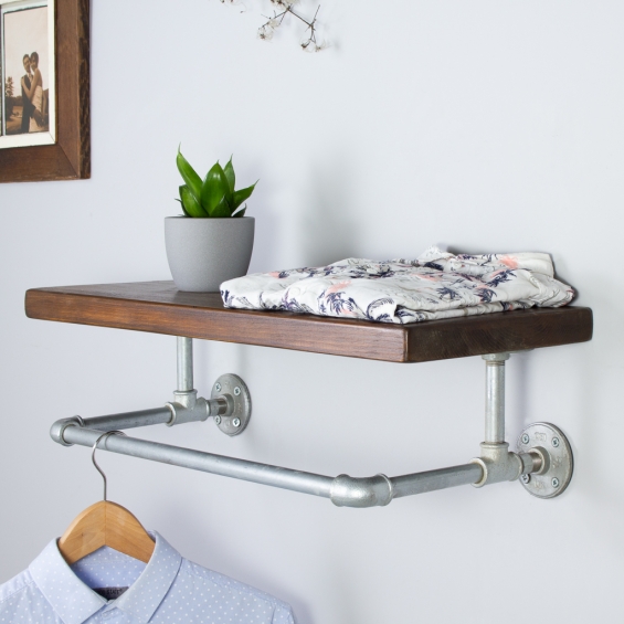 Finchley Industrial Clothes Shelf And Rail Dark