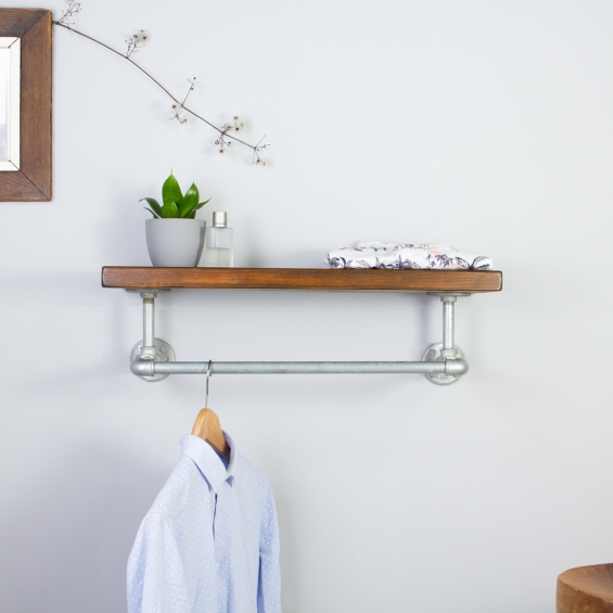 Finchley Industrial Clothes Shelf And Rail Dark