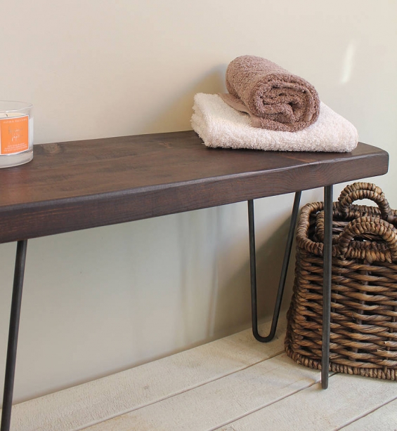 Industrial Wood And Steel Bench