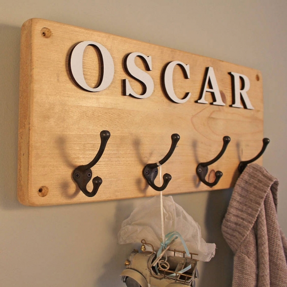 Personalised Childrens Coat Hook (Natural)