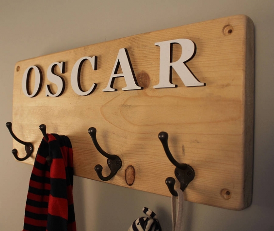Personalised Childrens Coat Hook (Natural)