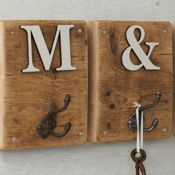 Rustic Wooden Letter Hook Natural